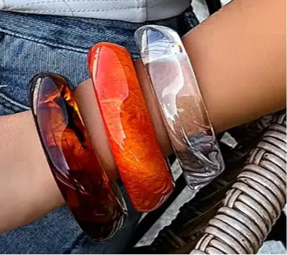 Exaggerated Resin Acrylic Bracelets Bangles for Women on Hand Irregular Geometric Bracelets Personality Hand Jewelry