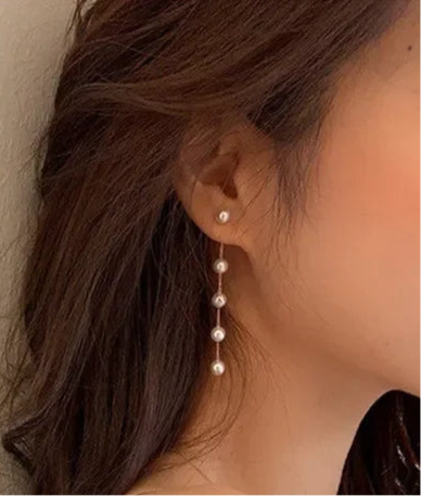 2022 New Trend Simulation Pearl Long Earrings Women's Flower Rhinestone Wedding Pendant Earrings Fashion Korean Jewelry Earrings