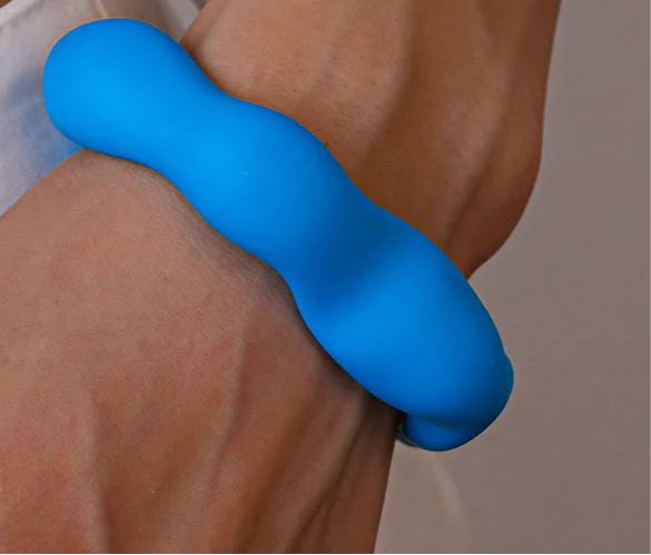 Blue Color Acrylic Resin Smudging Bangle Exaggerated Bamboo Beads Stretchy Bracelet Retro Hand Jewelry Couple Bangles Gifts