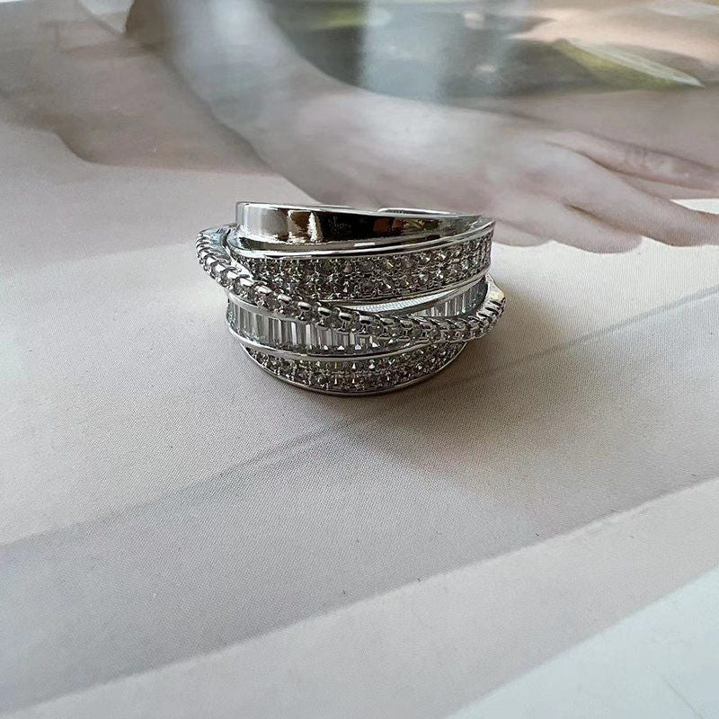 Irregular Pleated Ring for Women Open Adjustable Rings Wide Trendy Finger Rings Y2K Accessories Fashion Jewelry