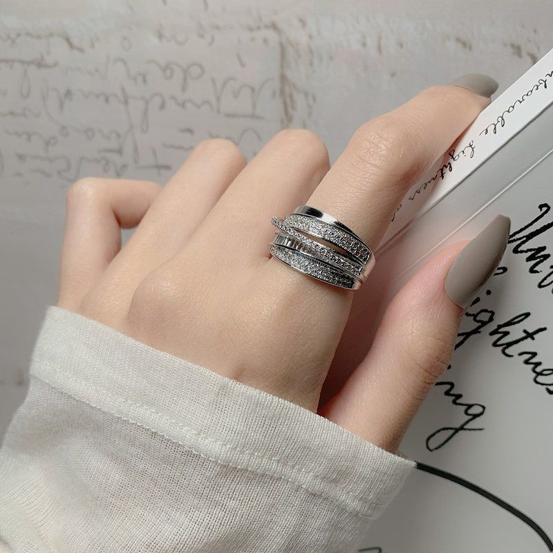 Irregular Pleated Ring for Women Open Adjustable Rings Wide Trendy Finger Rings Y2K Accessories Fashion Jewelry