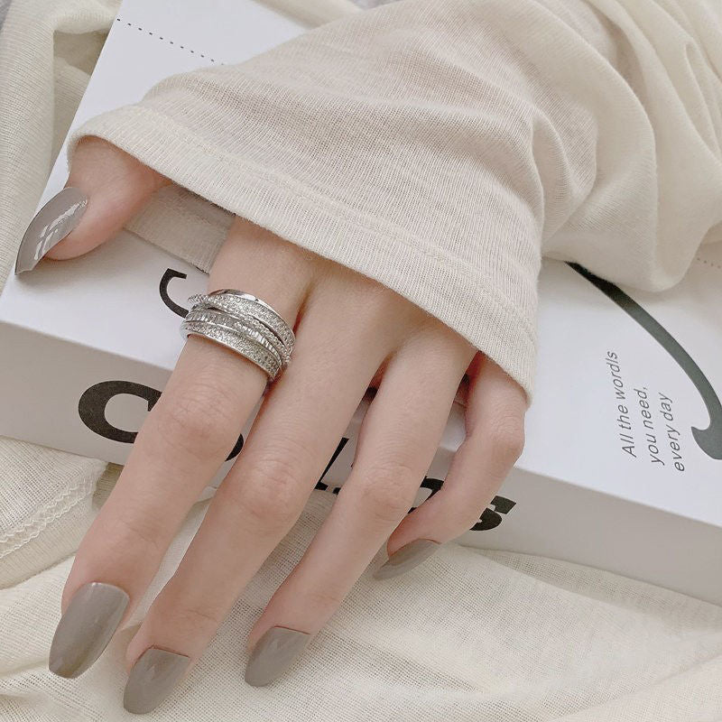 Irregular Pleated Ring for Women Open Adjustable Rings Wide Trendy Finger Rings Y2K Accessories Fashion Jewelry