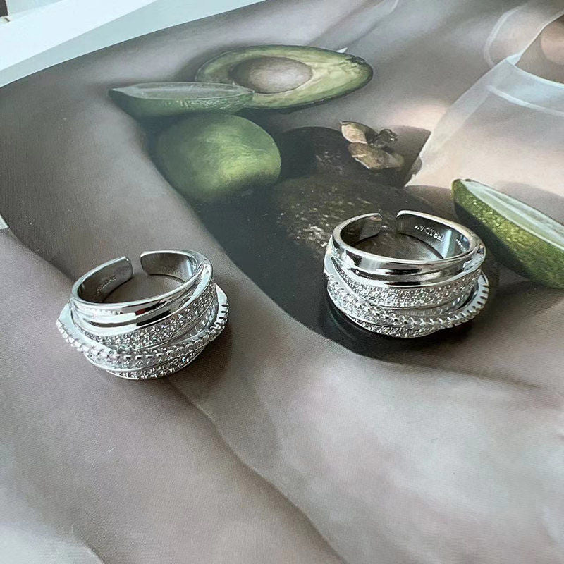 Irregular Pleated Ring for Women Open Adjustable Rings Wide Trendy Finger Rings Y2K Accessories Fashion Jewelry