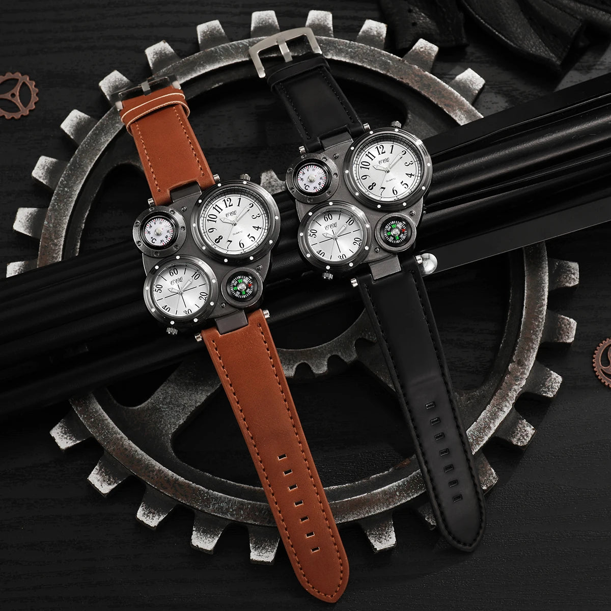 Luxury Large Dial Men Quartz Watches Casual Leather Band Wristwatches Sport Watch for Men Clock Relogio Masculino