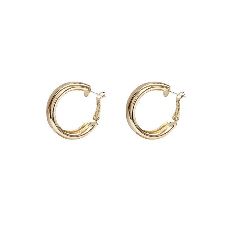Boho Big Circle Hoop Earring Set for Women Gold Color Bohemia Vintage Pearl Square Earring Heart Zircon Ear Studs Jewelry