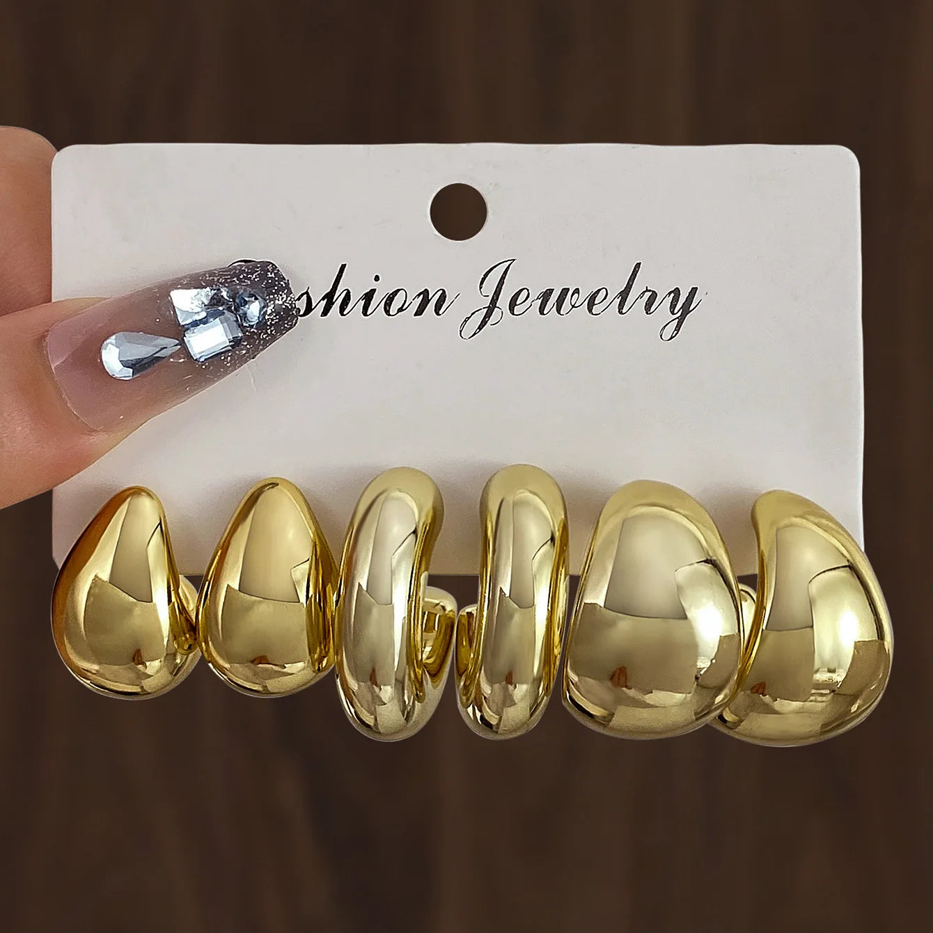 6pcs/set Chunky Gold Plated Vintage Minimalist Smooth Circle Hoop Earring Set for Women Bohemia Fashion Jewelry Gifts