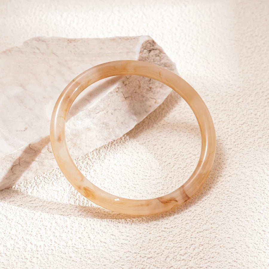 Pink Resin Acrylic Smudging Bangle for Women 2025 New Fashion Round Wide Stacked Bracelets Hand Jewelry Gifts Wholesale