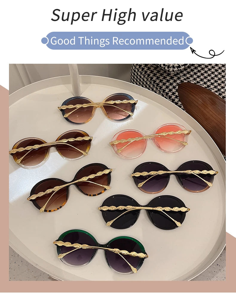 New Vintage Round Frame Sunglasses Gradient Color Trendy Fashion Women Eyewear Brand Designer Shades for Ladies Gafas De Sol