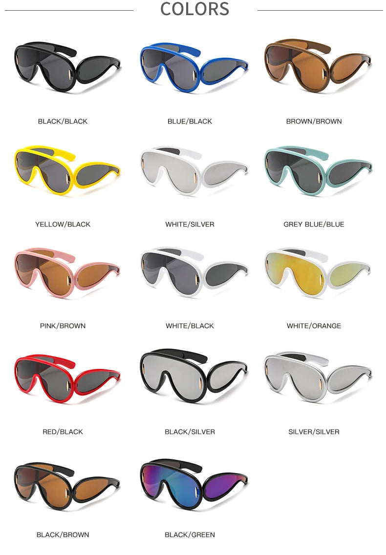 Cycling 2024 New Fashion One-Piece Large Frame Sunglasses Cyberpunk Style Eyeglasse Female Male Multi Color Frame Sun Glasses