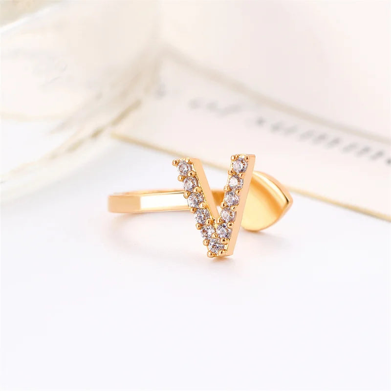 Zircon Initial A-Z Letter Clip Earrings For Women Adjustable Crystal Ear Stud Name Alphabet Female Wedding Jewelry Gift