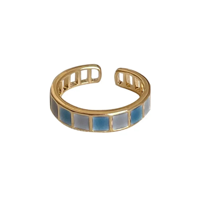 Colorful Drip Glaze Open Ring for Women New Fashion Retro Geometric Gold Color Metal Rings Exquisite Jewelry Gifts for Girl