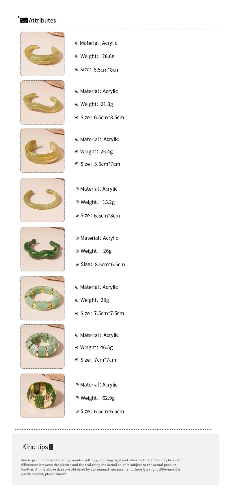 Fashionable Green Resin Acrylic Smudging Bangle for Women Exaggerated Irregular Geometric Wide Chunky Bracelets Bangles Jewelry