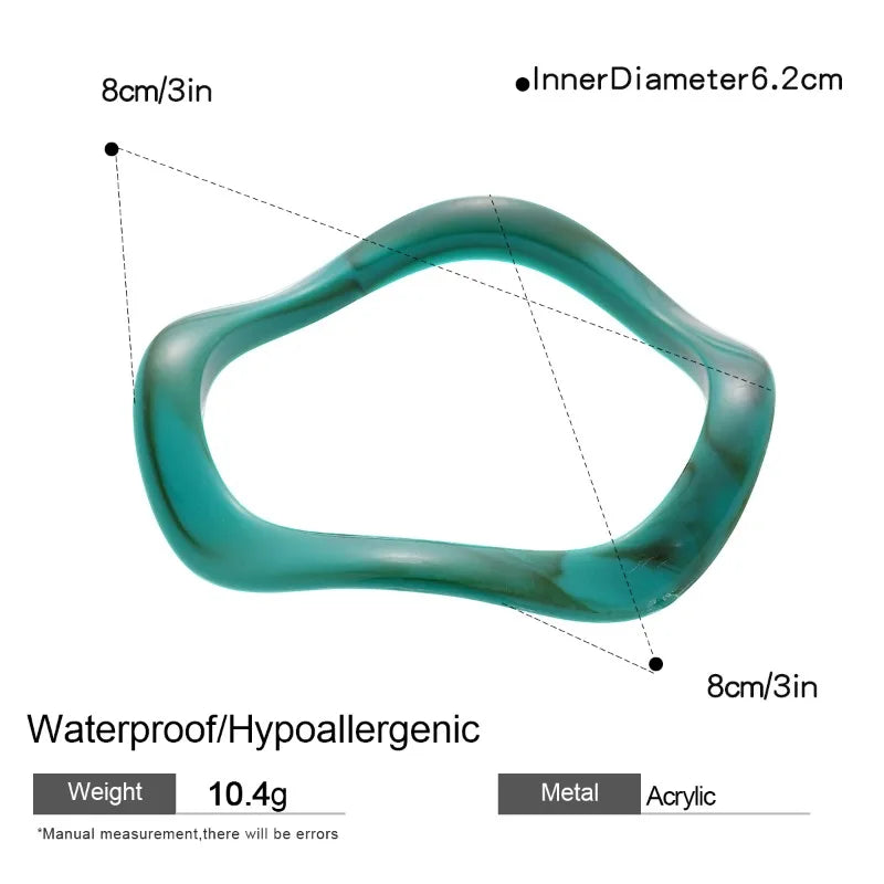 Bohemian Acrylic Resin Blue Turquoise Smudging Bangles for Women Geometric Wide Cuff Bangle Bracelets Party Jewelry Pulseras