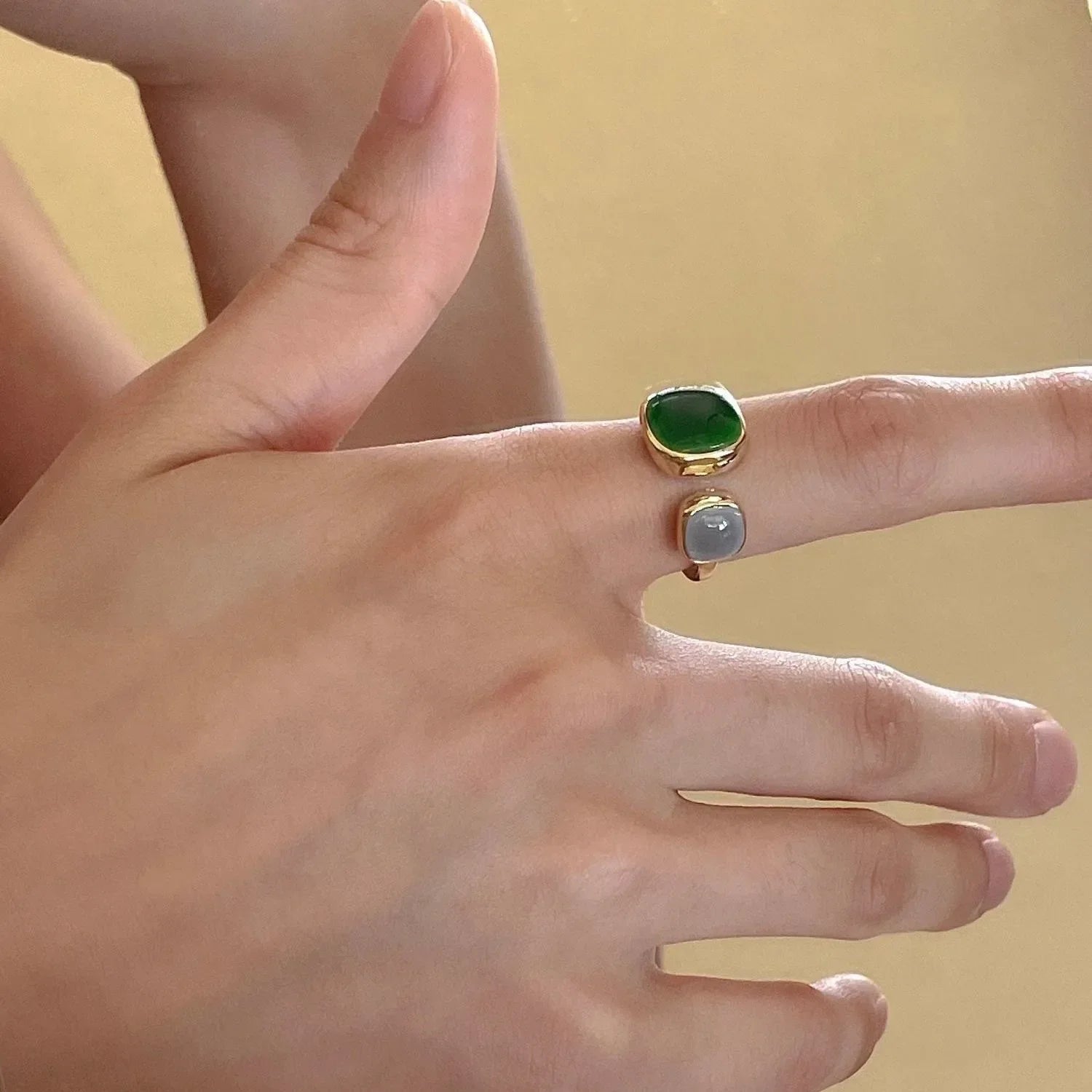 Colorful Drip Glaze Open Ring for Women New Fashion Retro Geometric Gold Color Metal Rings Exquisite Jewelry Gifts for Girl