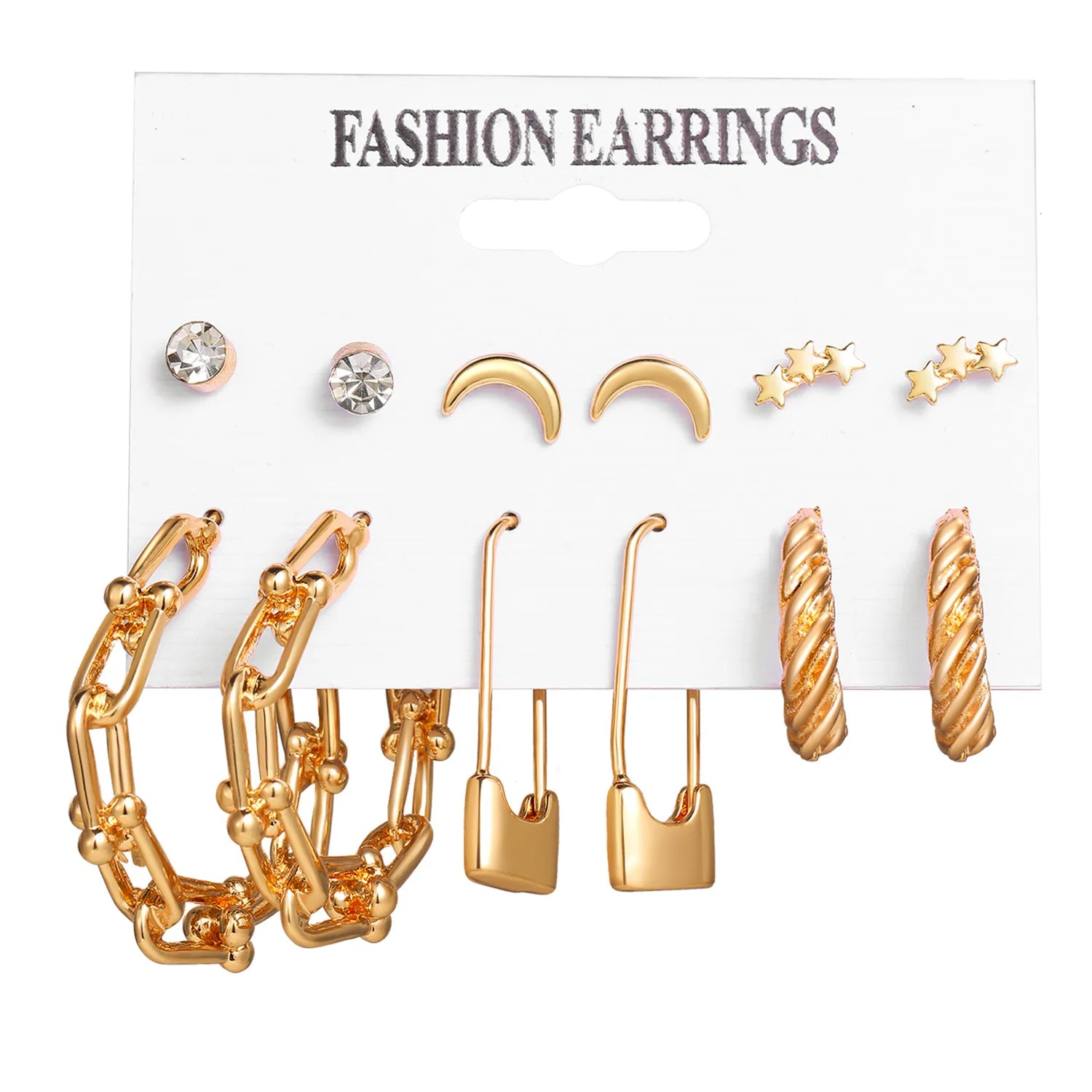 Boho Big Circle Hoop Earring Set for Women Gold Color Bohemia Vintage Pearl Square Earring Heart Zircon Ear Studs Jewelry