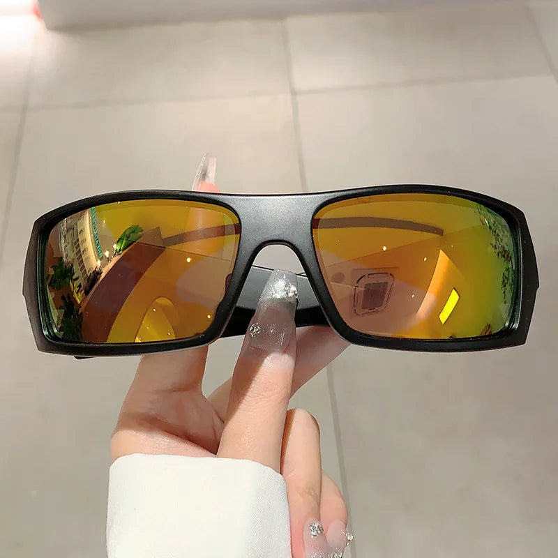 Trendy Designed Cycling Oval Sunglasses Women Men Outdoor Cycling Sports UV400 Sunglass Vintage Hip Hop Punk Sun Glasses