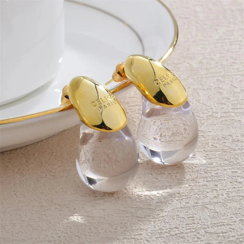 Transparent 1Pair Resin Water Drop Earrings Simple Versatile Fashion Earrings For Women Girls Personalized Earrings Gifts