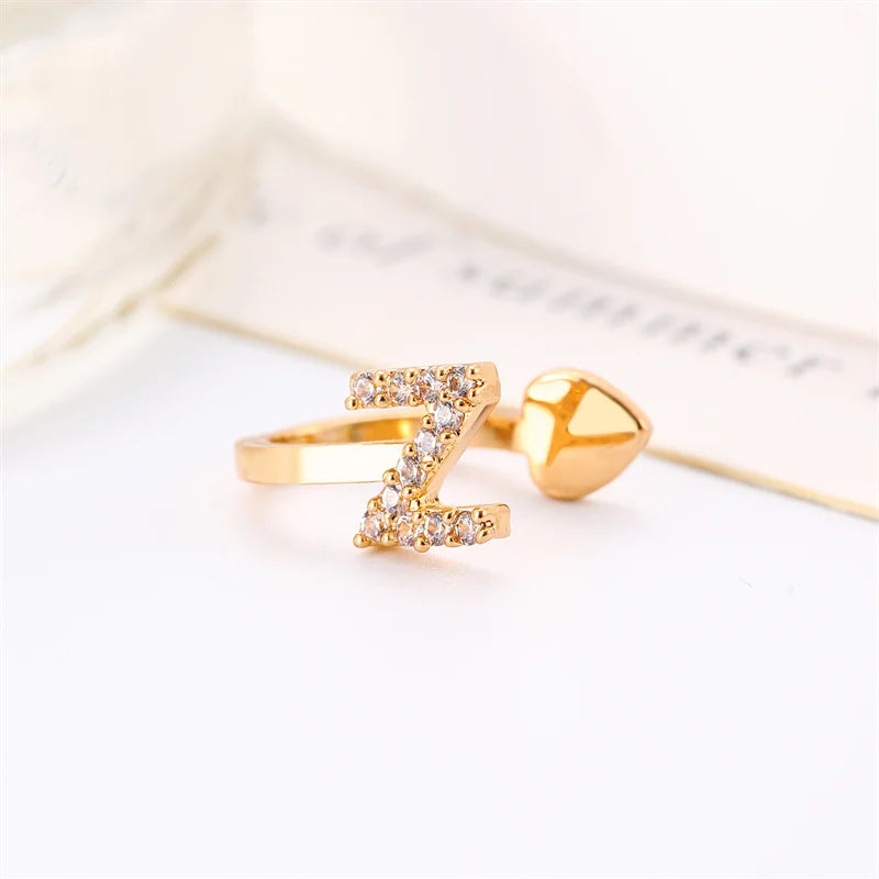 Zircon Initial A-Z Letter Clip Earrings For Women Adjustable Crystal Ear Stud Name Alphabet Female Wedding Jewelry Gift