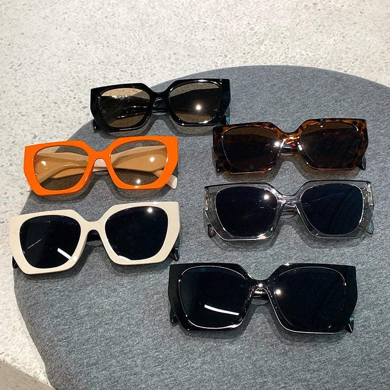 Vintage Brand Designer Polygon Sunglasses Women For Men Luxury Fashion Sun Glasses Trendy Punk Ladies Orange Big Shades
