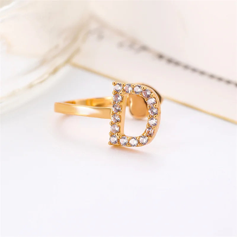 Zircon Initial A-Z Letter Clip Earrings For Women Adjustable Crystal Ear Stud Name Alphabet Female Wedding Jewelry Gift