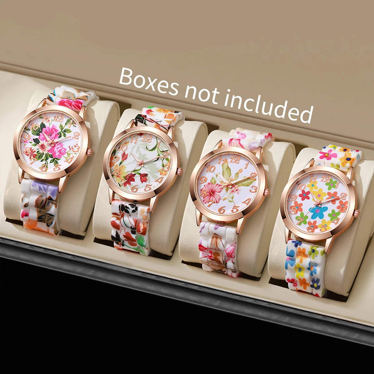 2/3/4/5PCS Fashion Flowers Printed Women Watches Casual Silicone Band Female Quartz Watch Relogio Feminino（Without Box）