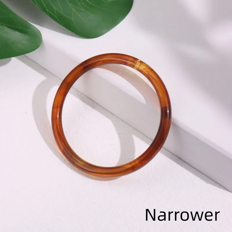 Round Tortoise shell White Resin Bracelet French Vintage Elegant Jewelry for Women Summer Fashion Holiday Gift New