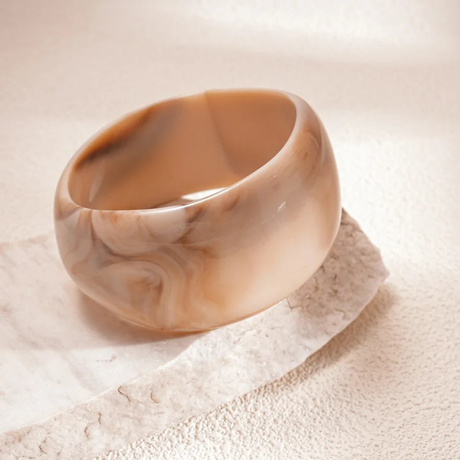 Pink Resin Acrylic Smudging Bangle for Women 2025 New Fashion Round Wide Stacked Bracelets Hand Jewelry Gifts Wholesale