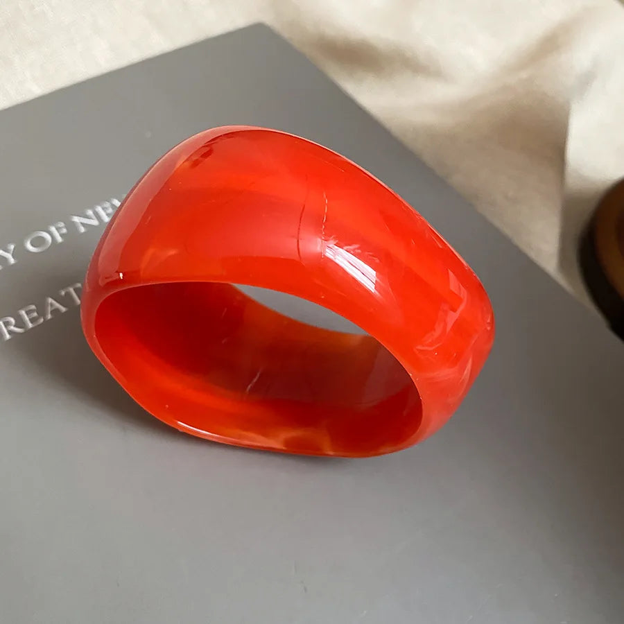 Acrylic Smudge Bangles Exaggerated Irregular Wide Round Bracelets for Women Personality Hand Ring Jewelry Party