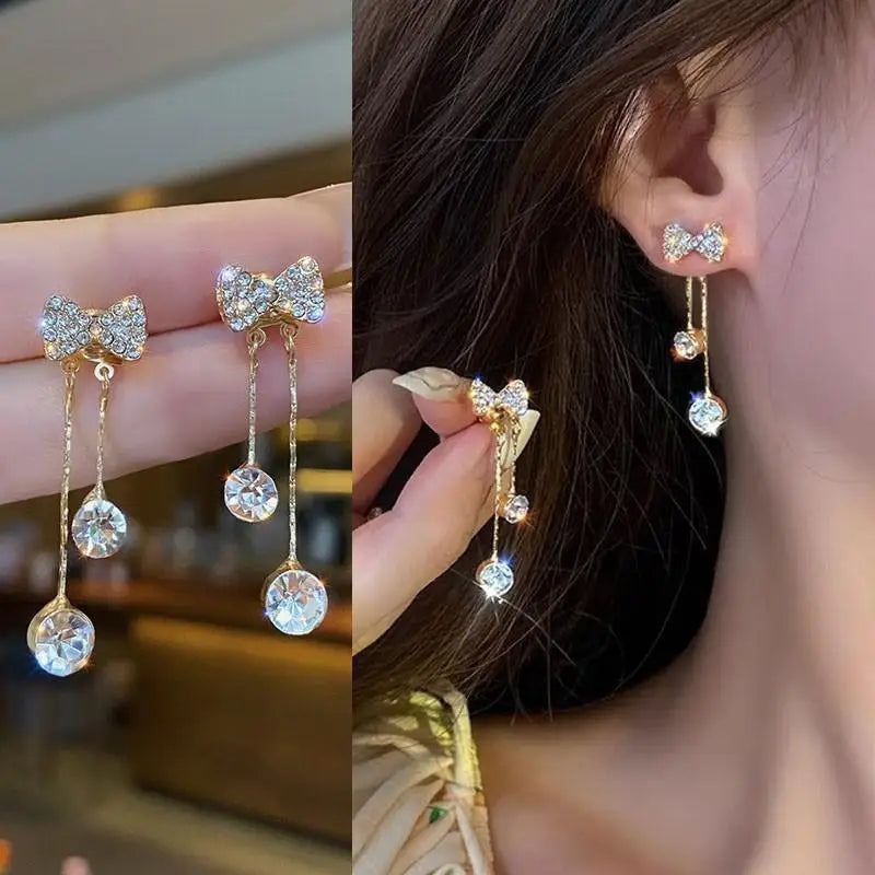 Silver Needle Vintage Green Crystal Butterfly Drop Earrings For Women Jewelry 2025 Trending Luxury Zircon Women's Earrings