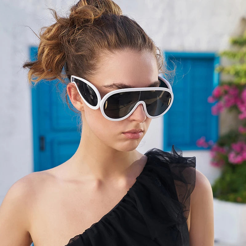 Cycling 2024 New Fashion One-Piece Large Frame Sunglasses Cyberpunk Style Eyeglasse Female Male Multi Color Frame Sun Glasses