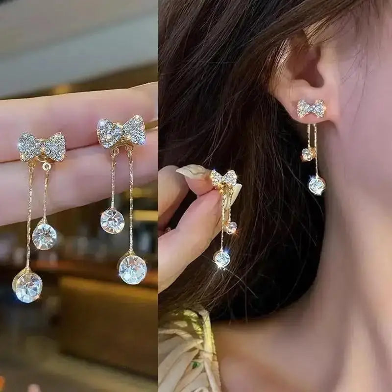 Silver Needle Fashion Square Zircon Drop Earrings For Women Jewelry 2025 Trending New Luxury Women's Crystal Earrings
