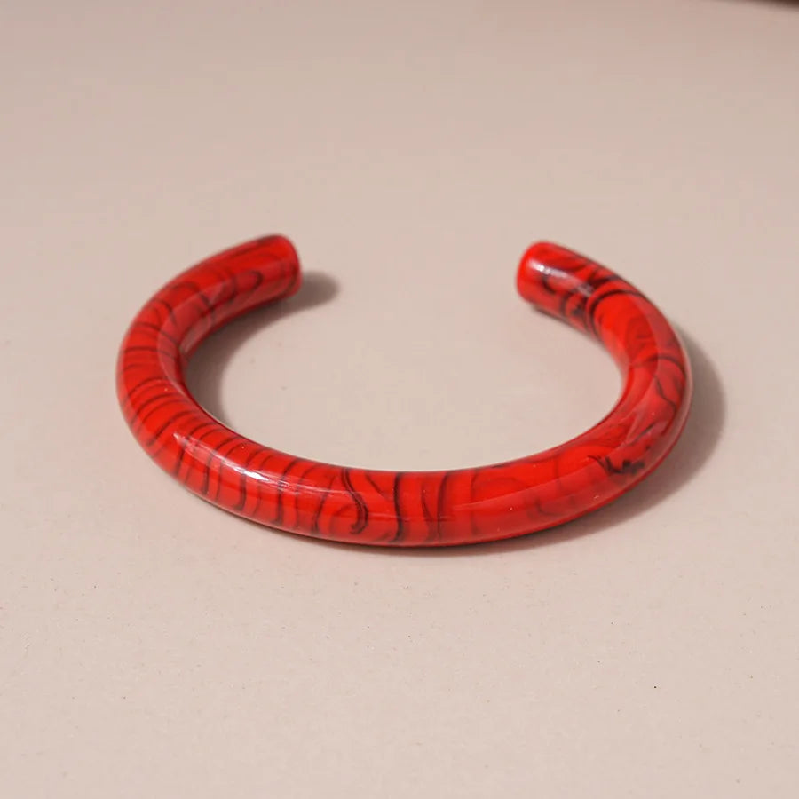 Red Resin Acrylic Elastic Bracelets Personality Geometric Fashion Irregular Wide Stacking Bracelets Hand Jewelry for Women