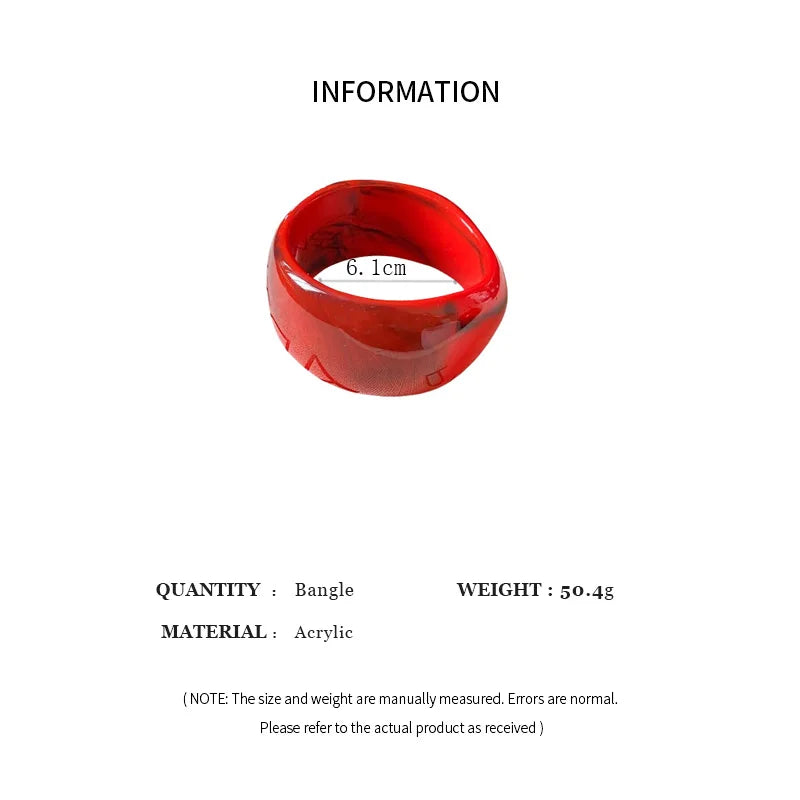 Acrylic Smudge Bangles Exaggerated Irregular Wide Round Bracelets for Women Personality Hand Ring Jewelry Party