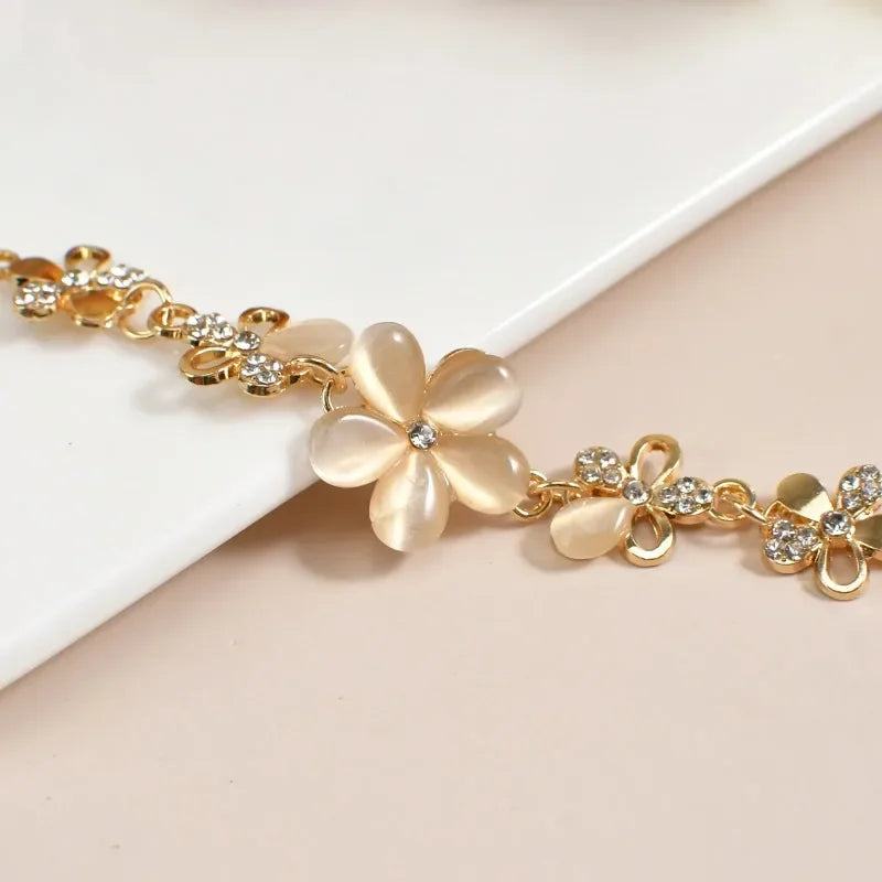 Fashion Flower Bracelet Crystals Chain for Woman Stainless Steel Bracelet for Women Jewelry