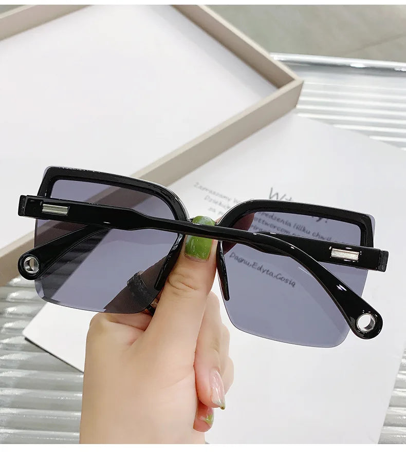 Oversized Sunglasses Man Woman Fashion Rimless Vintage Square Sun Glasses Eyewear Luxury Brand Design UV400 Female Shades