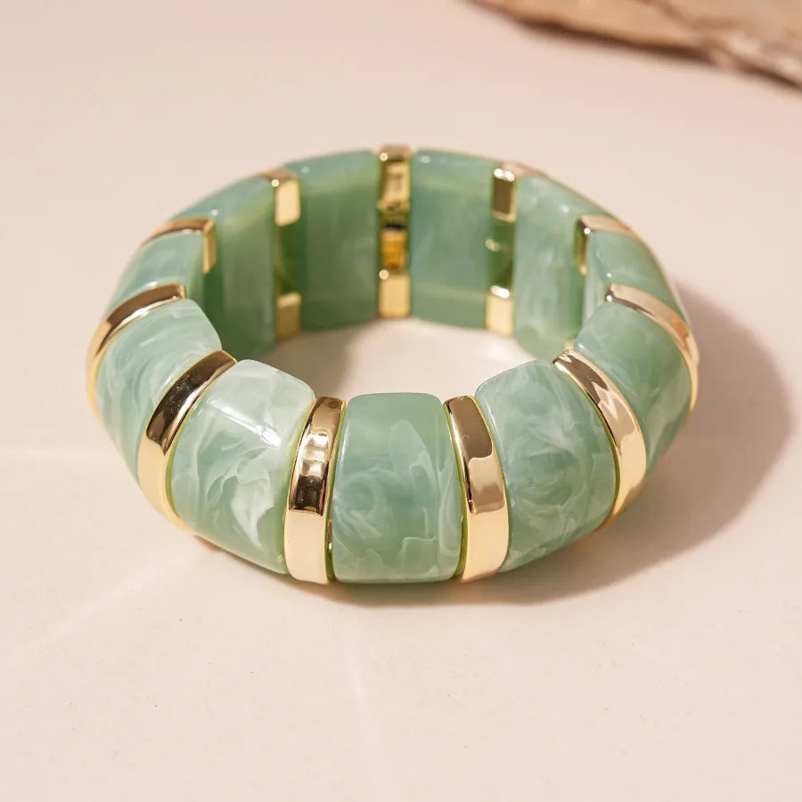 Fashionable Green Resin Acrylic Smudging Bangle for Women Exaggerated Irregular Geometric Wide Chunky Bracelets Bangles Jewelry