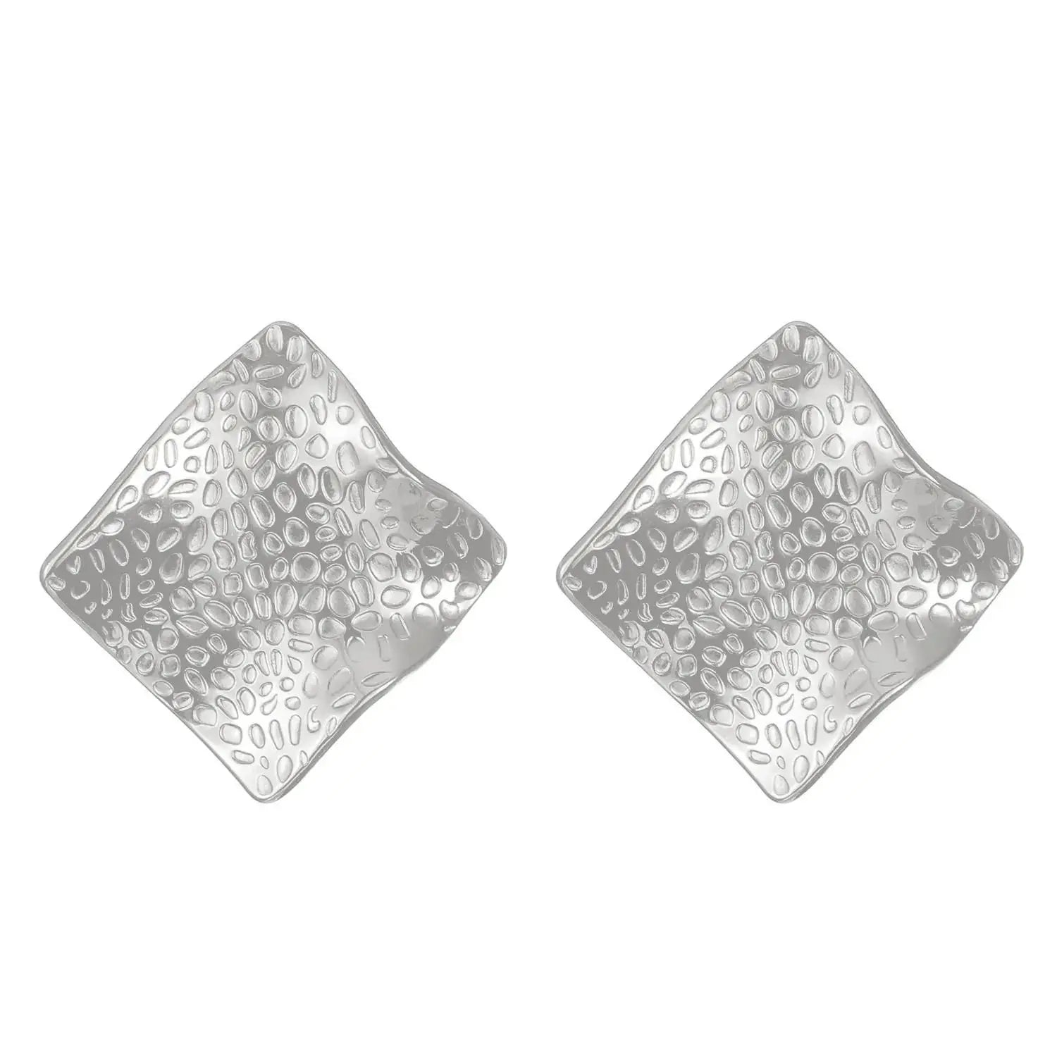 Stainless Steel Pleated Geometric Earrings For Women Jewelry Trending Vintage Women's Smooth Gold Color Stud Earrings