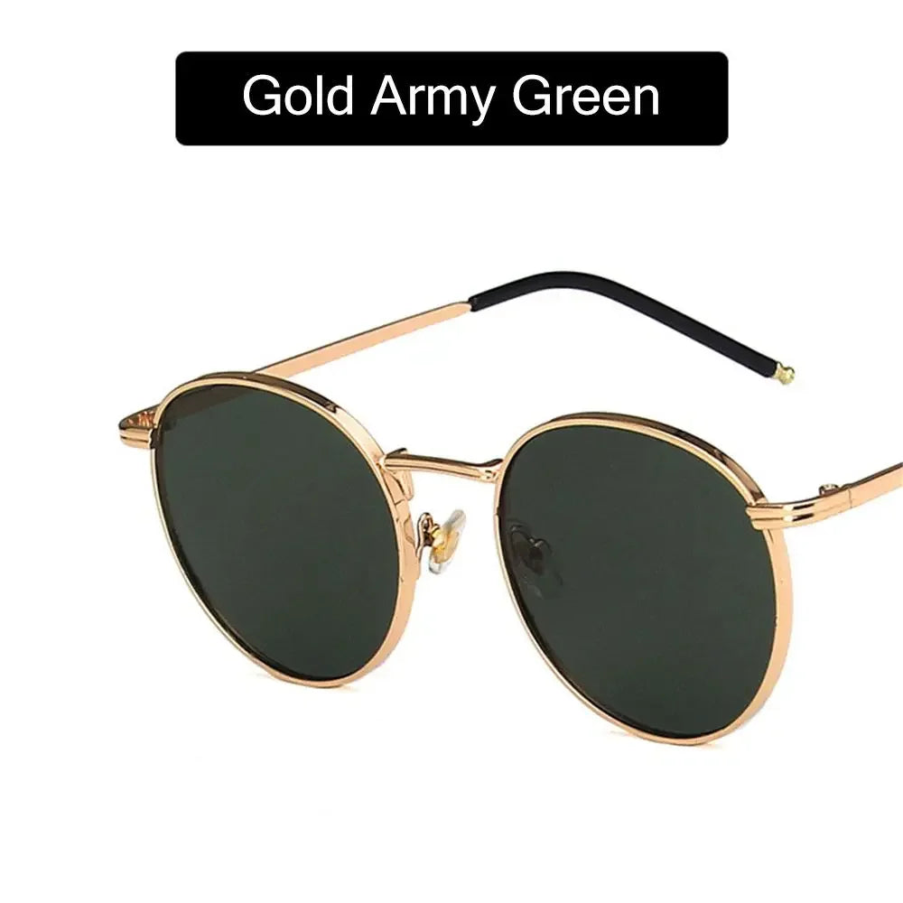 Fashion Glasses Fishing Metal Frame Shades Round Sun Glasses Women's Eyewear Retro Women Men Sunglasses UV400 Gafas De Sol