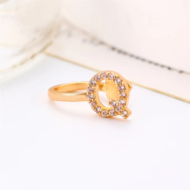 Zircon Initial A-Z Letter Clip Earrings For Women Adjustable Crystal Ear Stud Name Alphabet Female Wedding Jewelry Gift