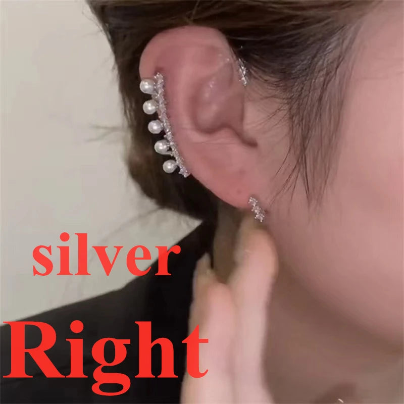 Gold Color Ear Bone Clip For Women Sweet Exquisite Sparkling Crystal Star Ear Cuff Clip Earring Wedding Jewelry Accessories Gift