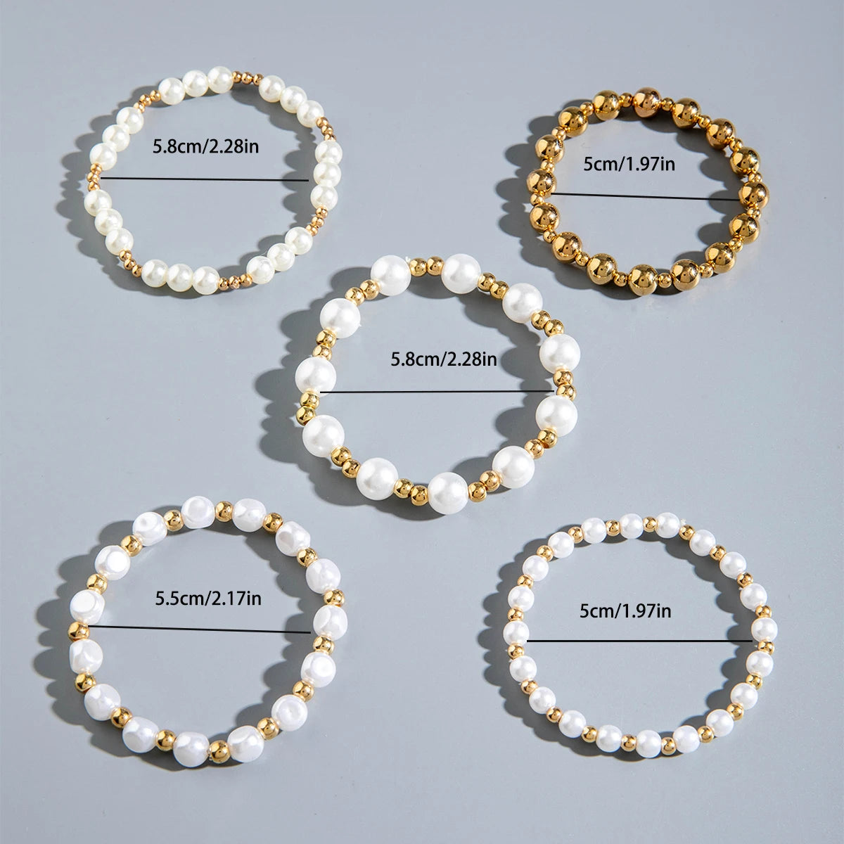 Elegant Imitation Pearl Handmade Beaded Bracelet Women Gold Color CCB Heart Jewelry Festival Gift Accessories