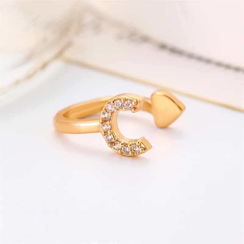 Zircon Initial A-Z Letter Clip Earrings For Women Adjustable Crystal Ear Stud Name Alphabet Female Wedding Jewelry Gift