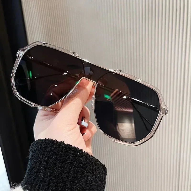 Women One-Piece Fashion Sunglasses New Unique Oversized Sun Glasses for Men Punk Glasses Trending Female Eyewear UV400
