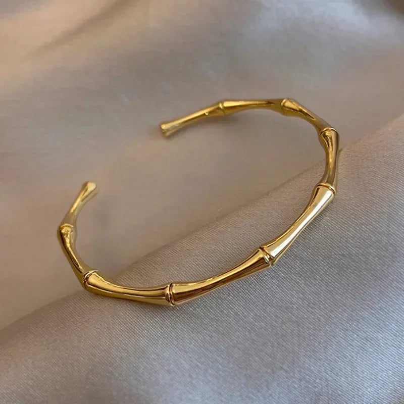 Titanium Steel Stainless Steel Bangles Inlaid Zircon Gold Plated Bracelet Classic Simple Style Bangles for Women Daily Jewelry