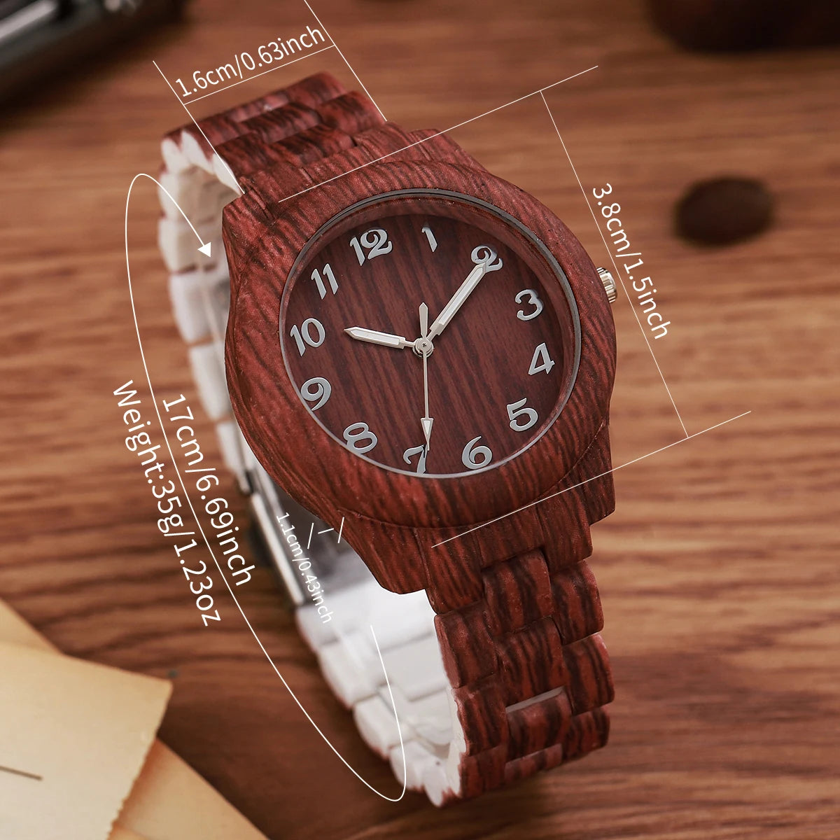 Fashion Women Watches Casual Wooden Pattern Plastic Band Quartz Watch Relogios Feminino（Without Box）