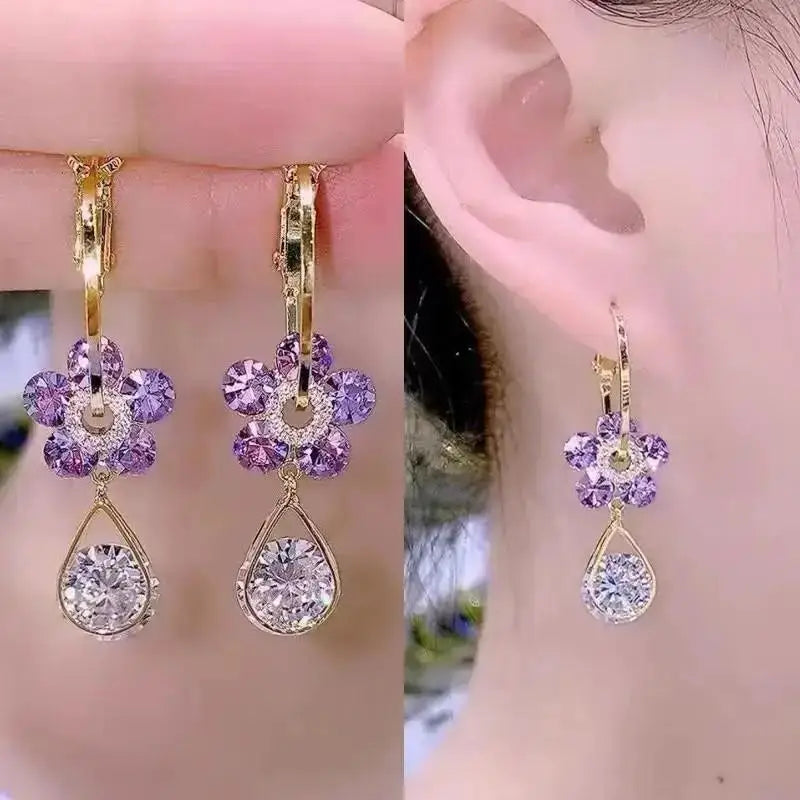 Silver Needle Fashion Square Zircon Drop Earrings For Women Jewelry 2025 Trending New Luxury Women's Crystal Earrings