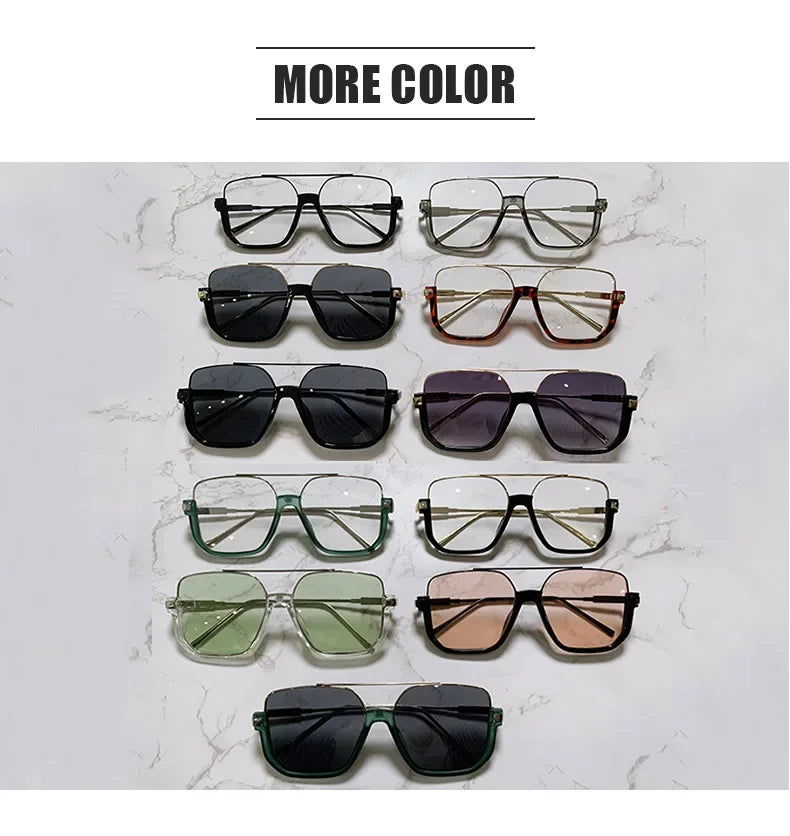 Vintage Oversized Sunglasses Fashion Men Women Square Shades Eyewear Trendy Ins Popular Brand Design UV400 Sun Glasses