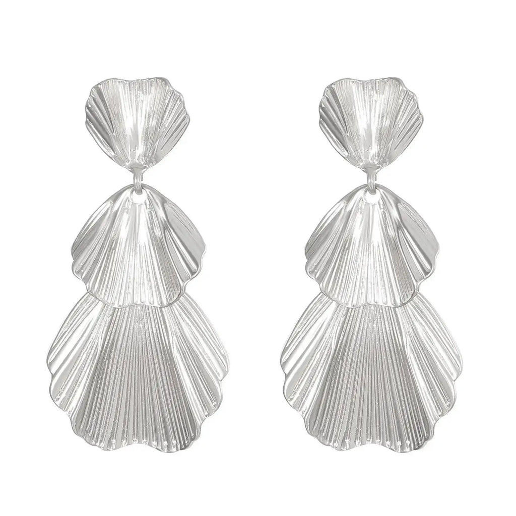 Stainless Steel Pleated Geometric Earrings For Women Jewelry Trending Vintage Women's Smooth Gold Color Stud Earrings