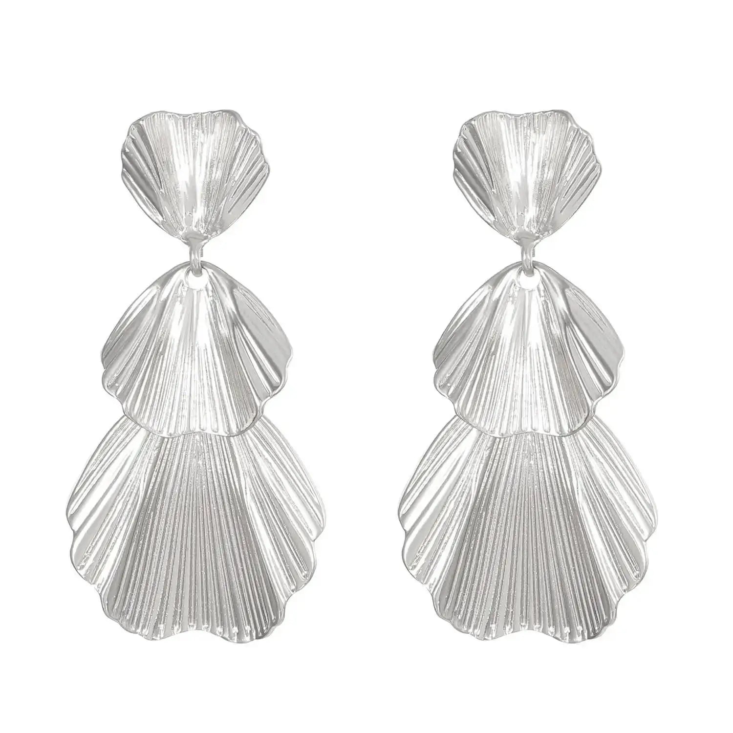 Stainless Steel Pleated Geometric Earrings For Women Jewelry Trending Vintage Women's Smooth Gold Color Stud Earrings