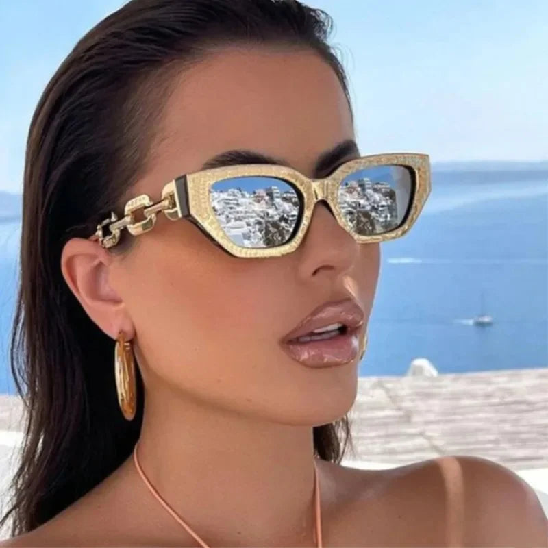 Cat Eye Sunglasses 2025 New Fashion Women Vintage Brand Designer Glasses Black Sun Glasses Female  Golden Eyewear Sun Protection